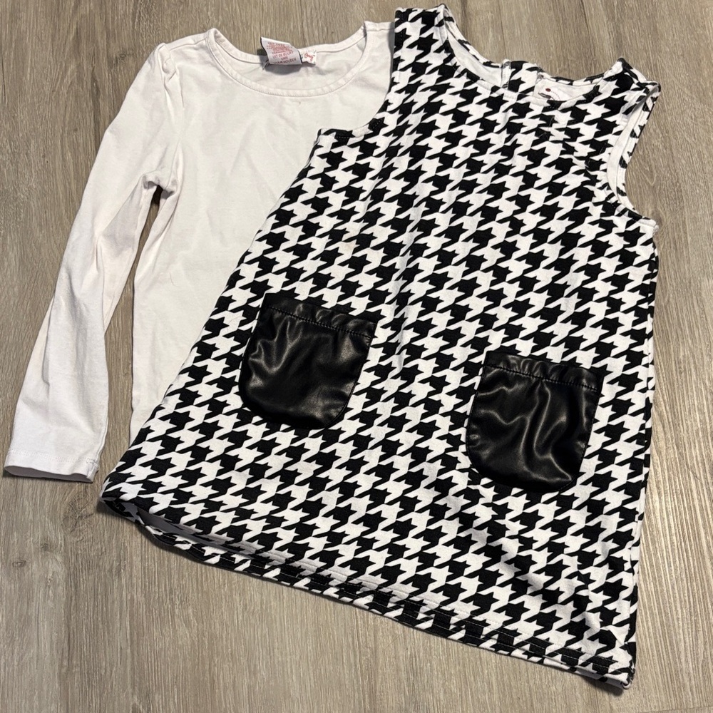 Nula Bug Black and White Houndstooth Dress with Pockets